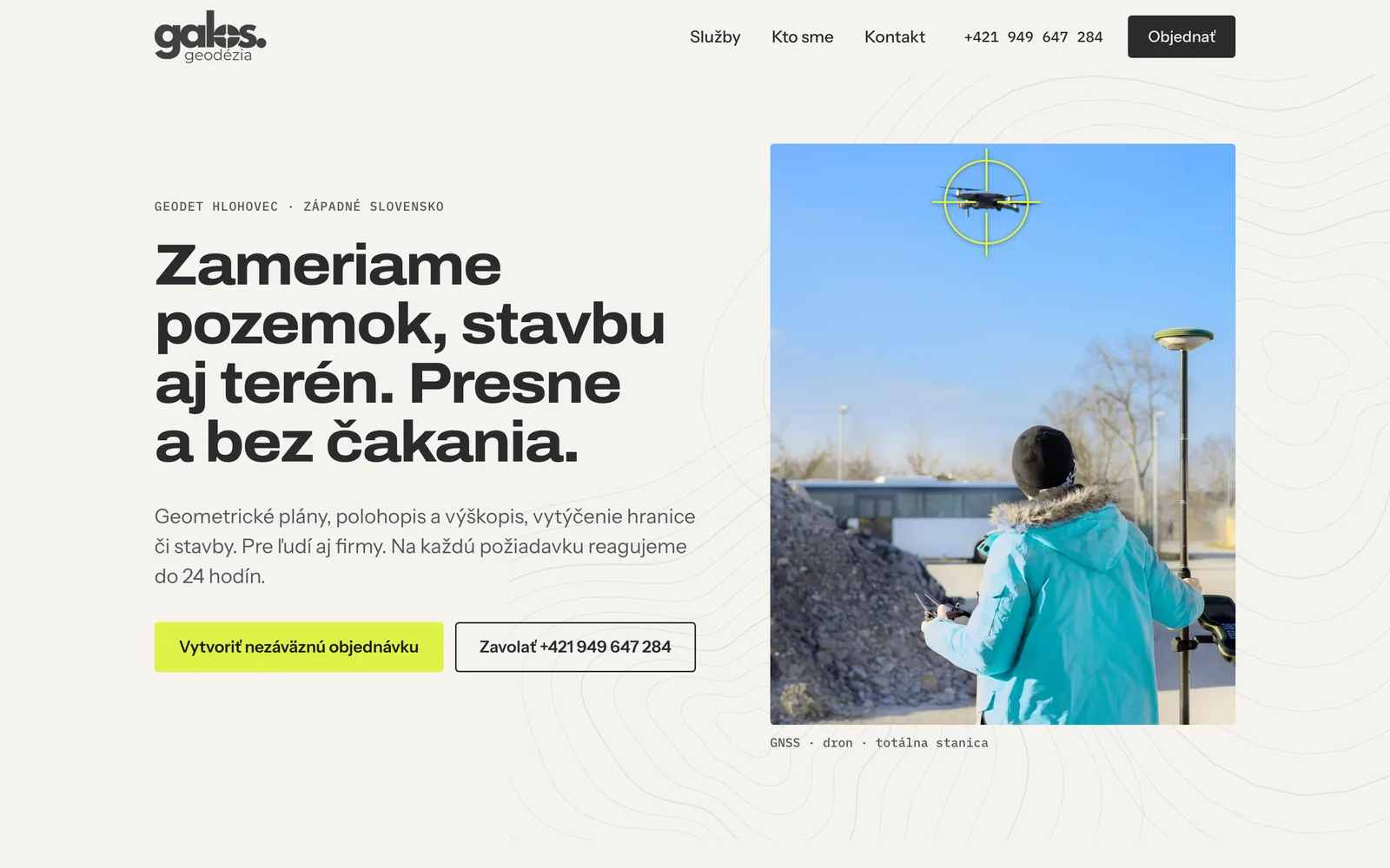 Náhľad webstránky geodetickej firmy Galos