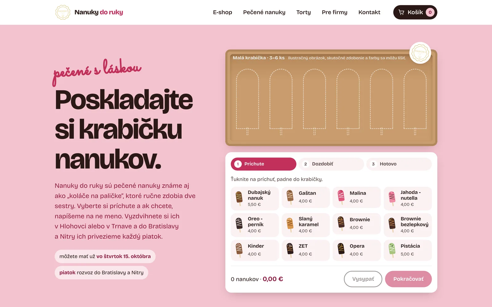 Náhľad e-shopu Nanuky do ruky so skladaním krabičky nanukov